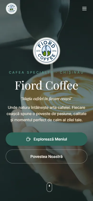 Fiord Coffee website on a phone